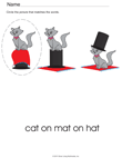 Cat, Hat and Mat CVC Words