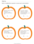 Pumpkin Multiplication Word Problems