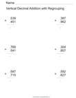 Vertical Decimal Addition With Regrouping