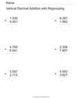 Vertical Decimal Addition