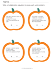 Pumpkin Word Problems