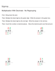 Multiplication With Zeroes and Decimals - No Regrouping