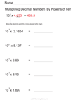 Multiply Decimal Numbers By Powers of 10