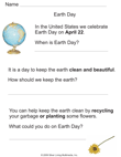 Earth Day Reading Comprehension