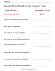 Word Form To Numeric Form of Decimals